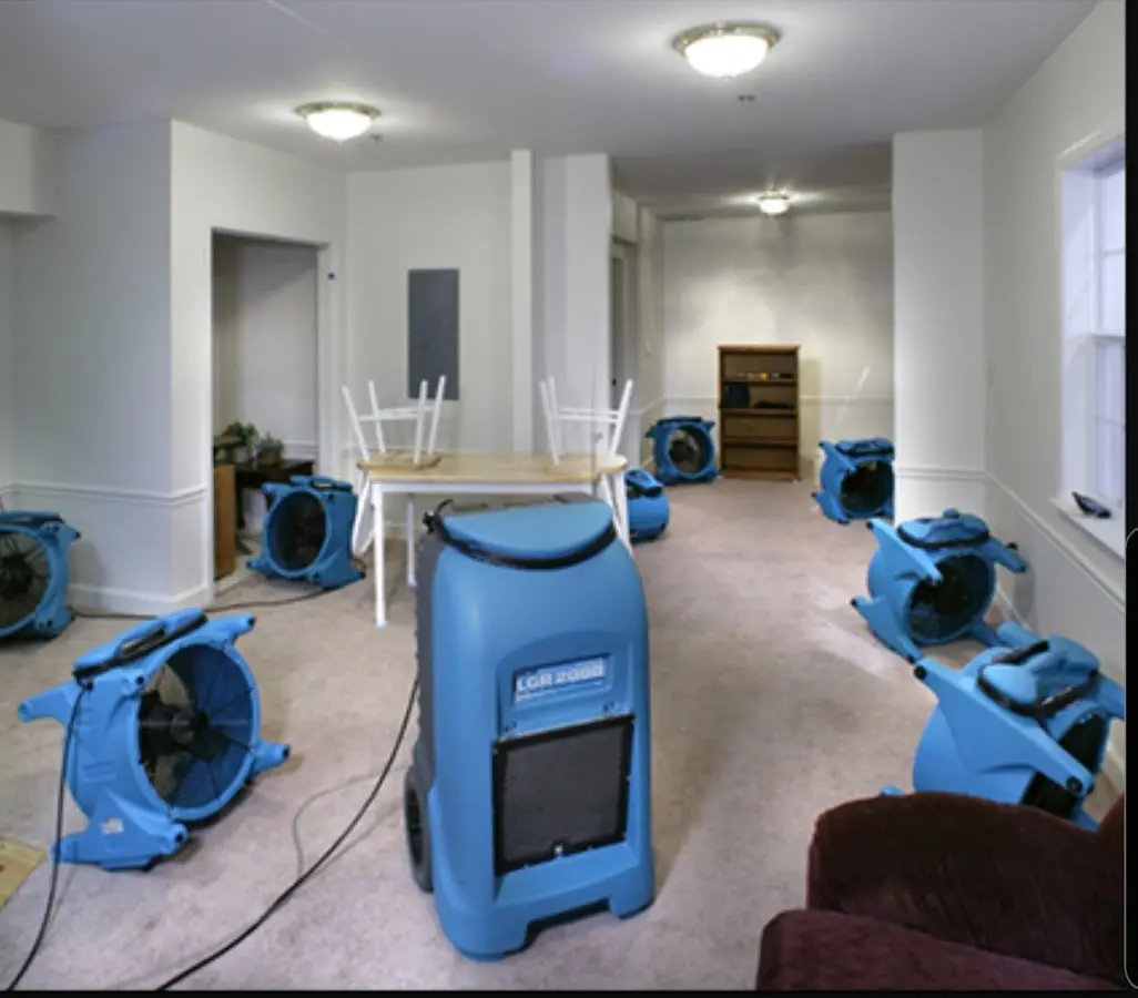 Air movers and dehumidifier setup for Water Extraction & Removal in Commerce